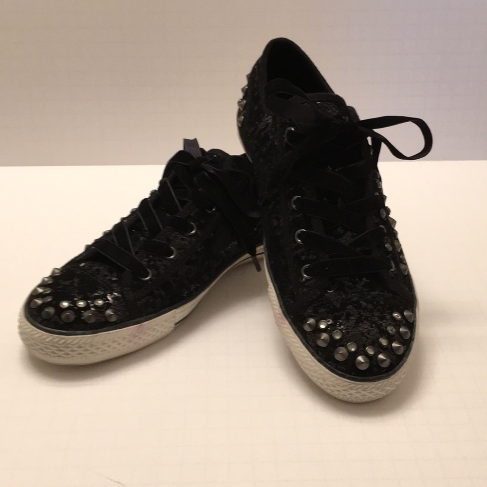 Ash studded black low top sneakers